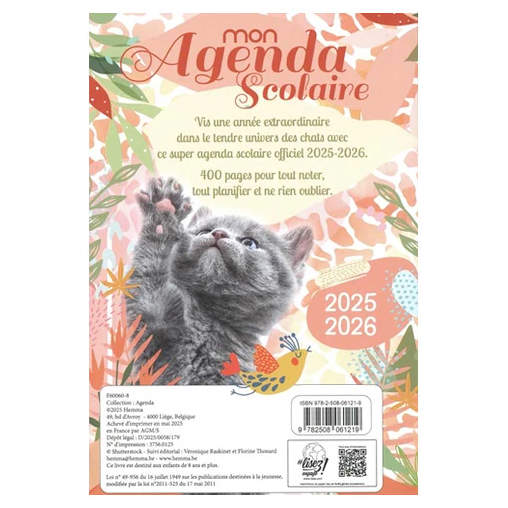 Mon agenda scolaire 2025-2026 (Chat)
