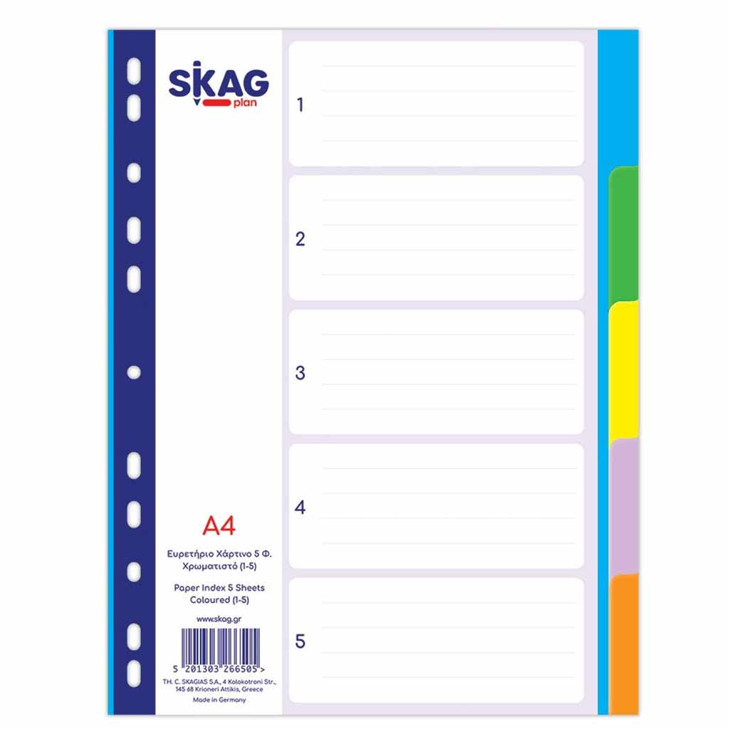 Intercalaires A4, 5 touches - SKAG