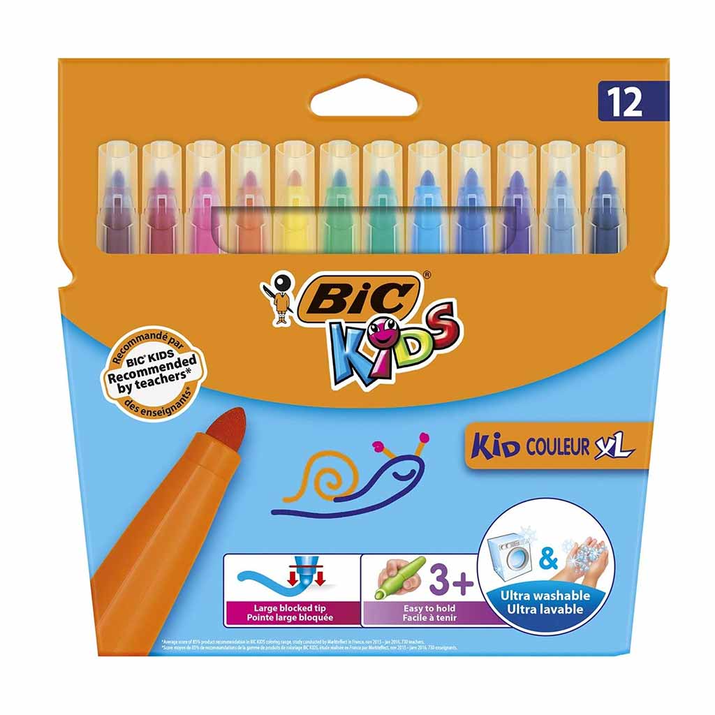 12 Feutres de coloriage pointe large - BIC