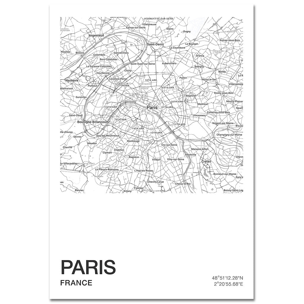 *Digital Download* POSTER - Paris map | square