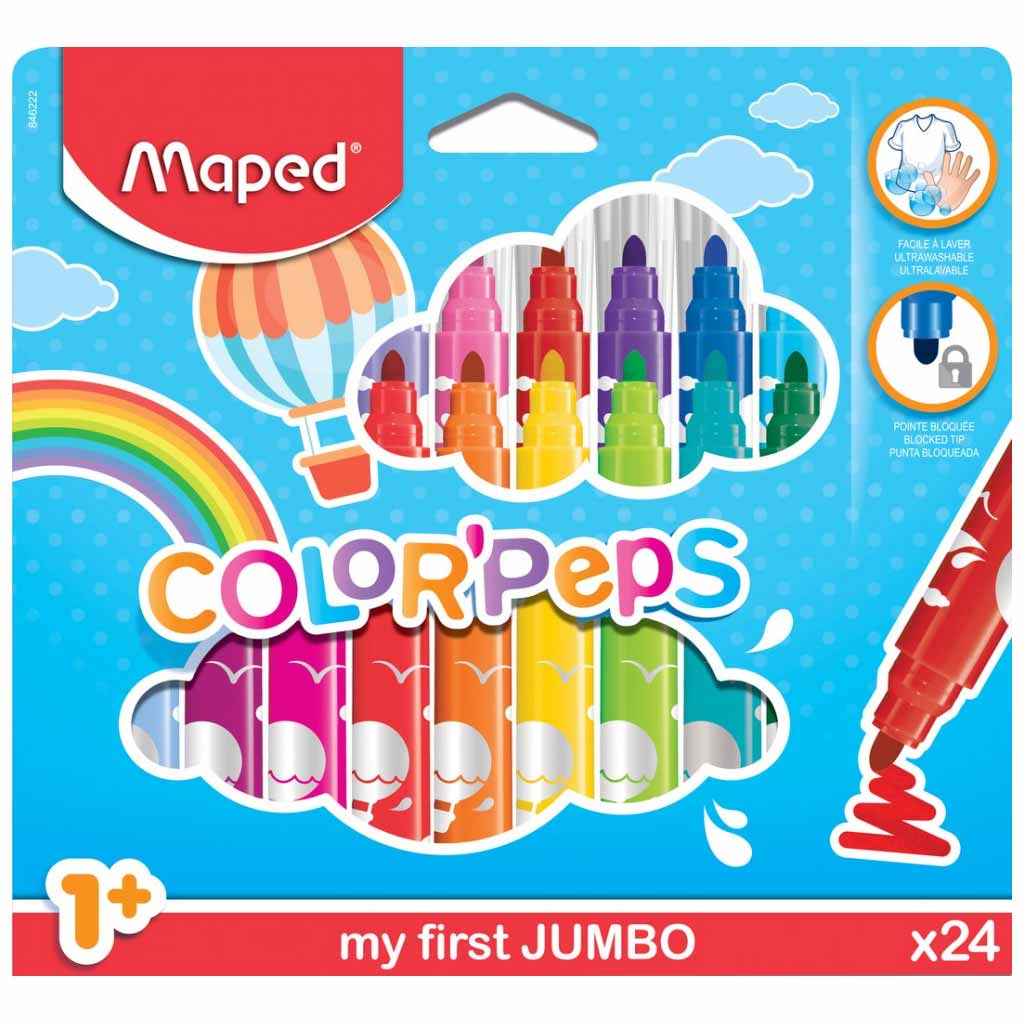 24 Feutres de coloriage pointe large MAPED