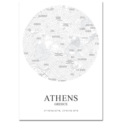 *Digital Download* POSTER - Athens center map | round