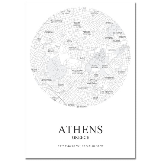 *Digital Download* POSTER - Athens center map | round