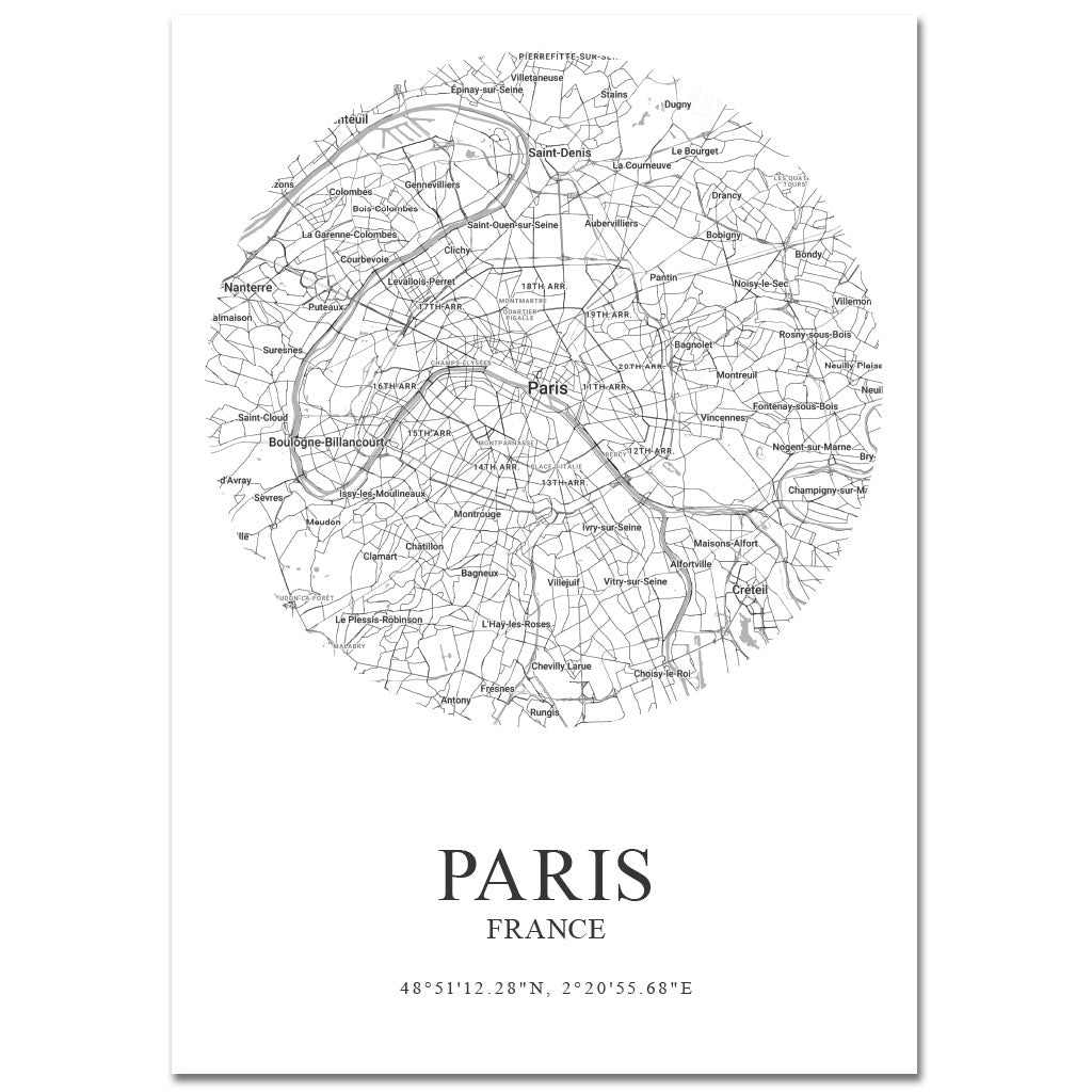 *Digital Download* POSTER - Paris map | round