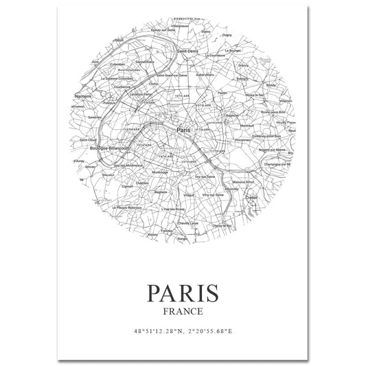 *Digital Download* POSTER - Paris map | round