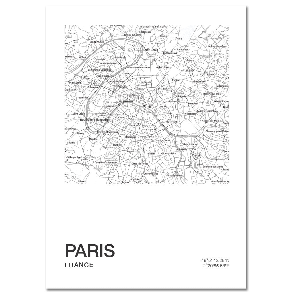 POSTER - Paris city map | square
