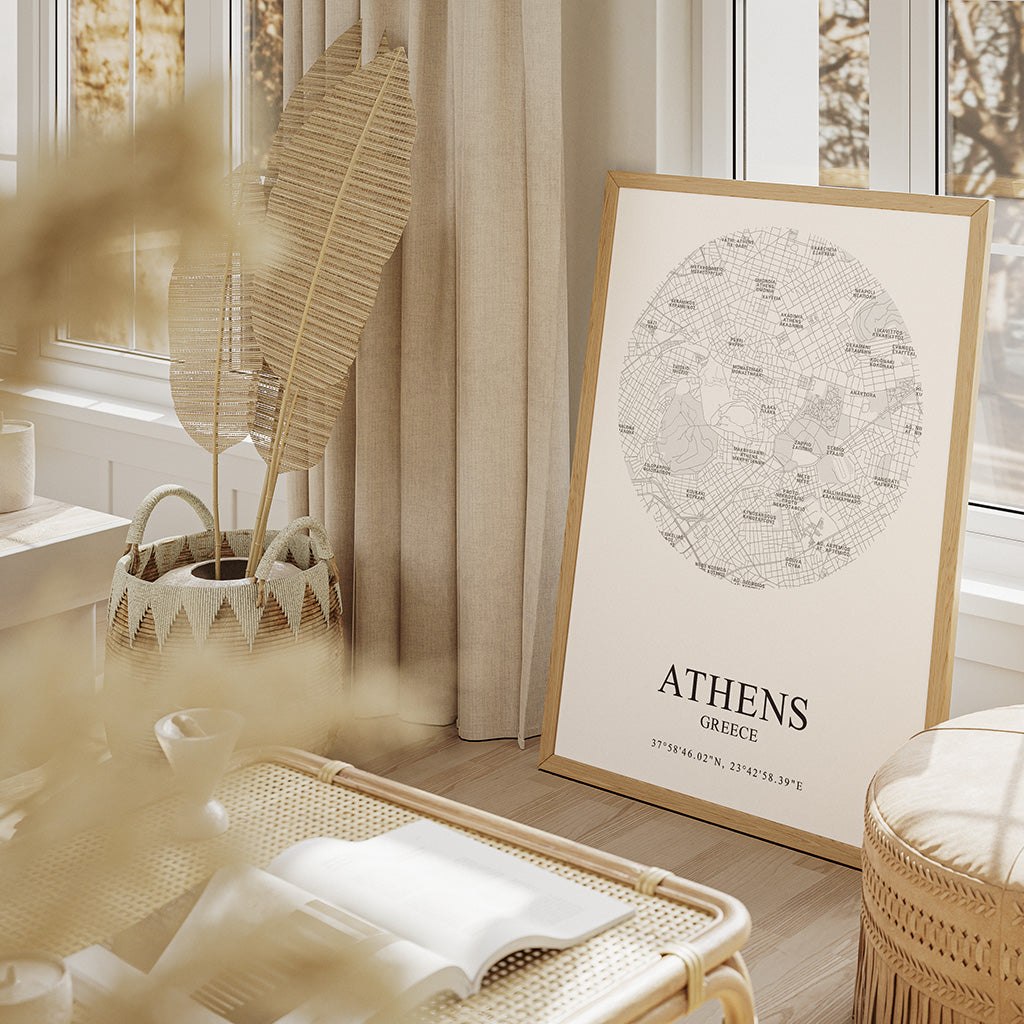 POSTER - Athens center map | round