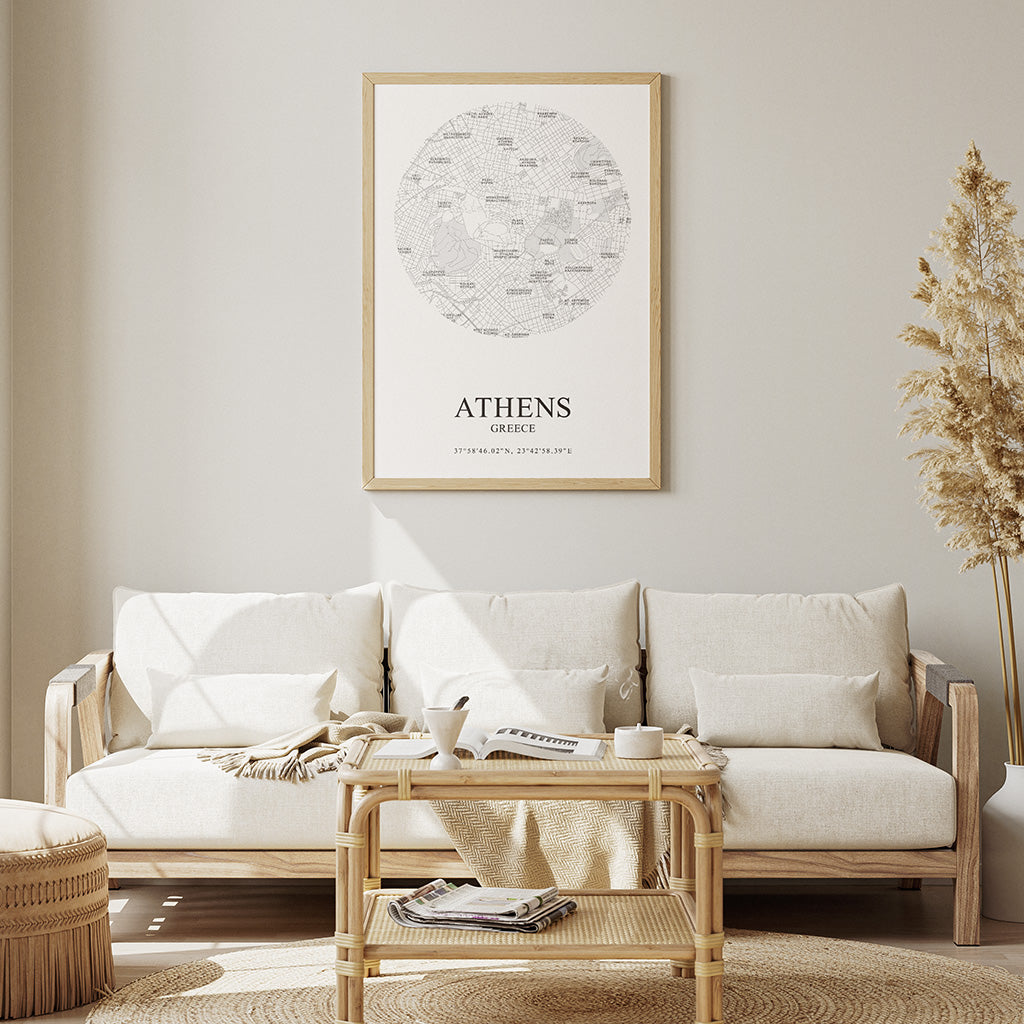POSTER - Athens center map | round