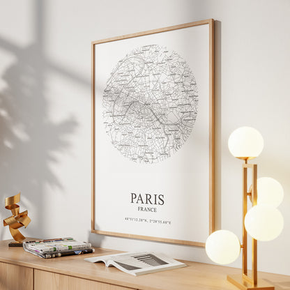 *Digital Download* POSTER - Paris map | round