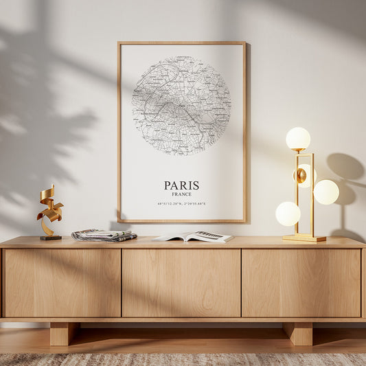 POSTER - Paris city map | round