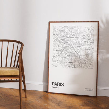 POSTER - Paris city map | square