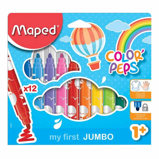 12 Feutres de coloriage pointe large MAPED