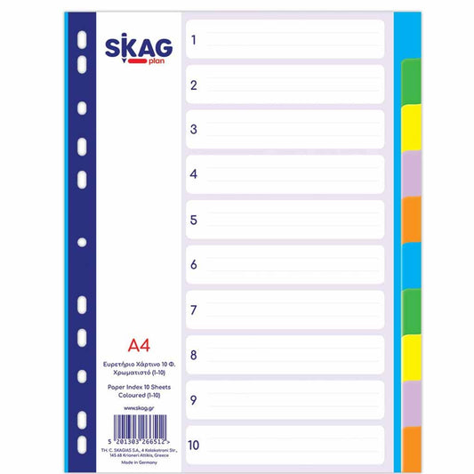 Intercalaires A4, 10 touches - SKAG