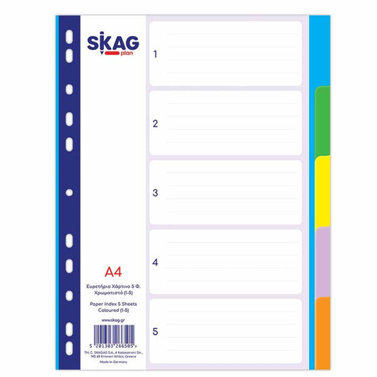 Intercalaires A4, 5 touches - SKAG