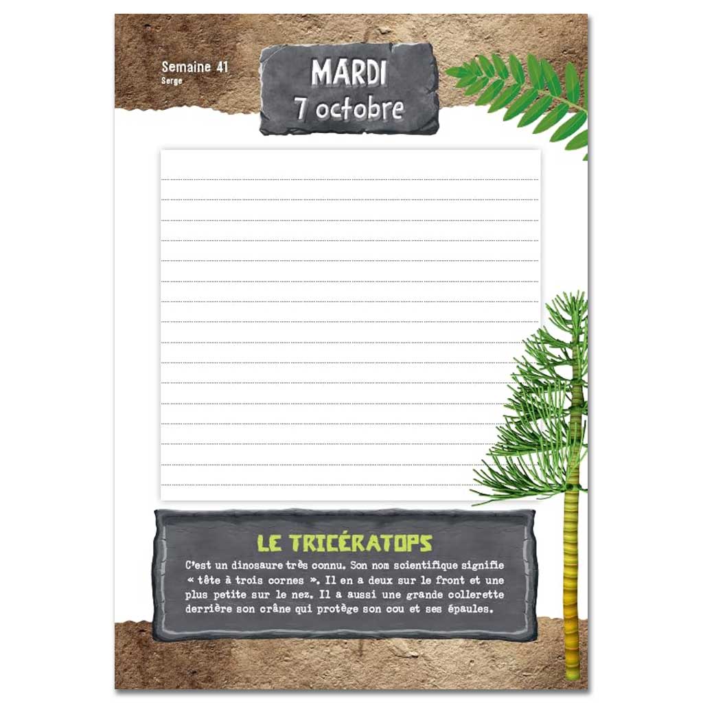 Agenda scolaire créatures du Jurassique 2025-2026