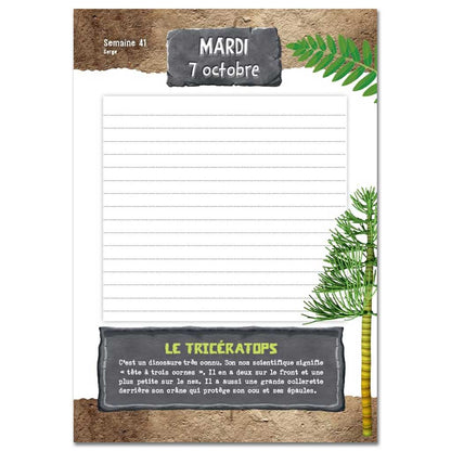 Agenda scolaire créatures du Jurassique 2025-2026